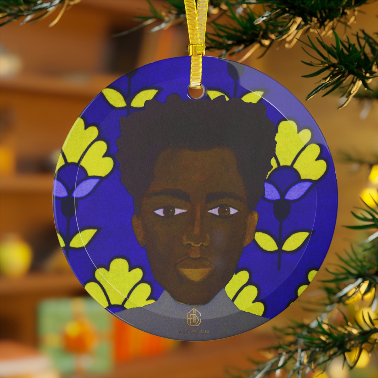 Glass Ornament | Solomon (yellow, blue)